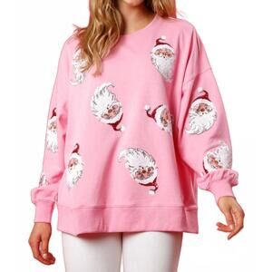 NEW FANTASTIC FAWN santa sequin pull over in pink